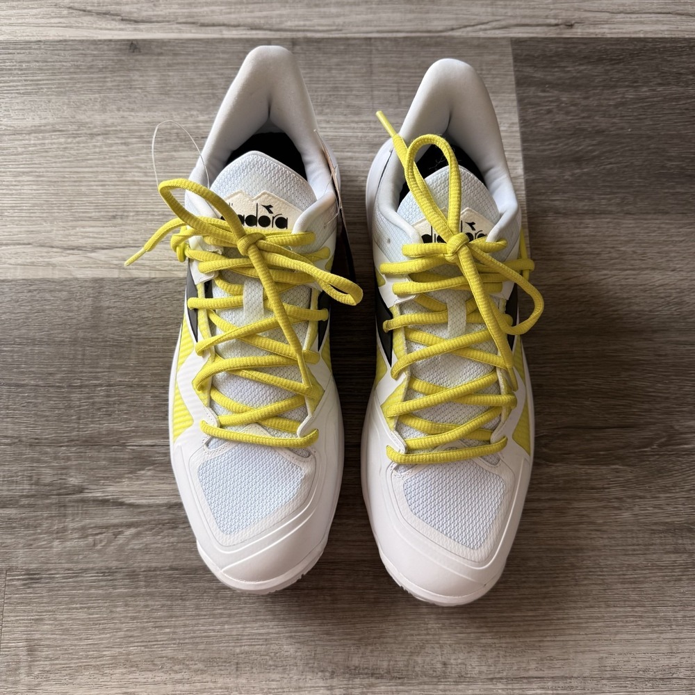 Diadora B.Icon 2‎ Tennis Shoes Men 9.5 White Yellow Black Athletic Sneakers
